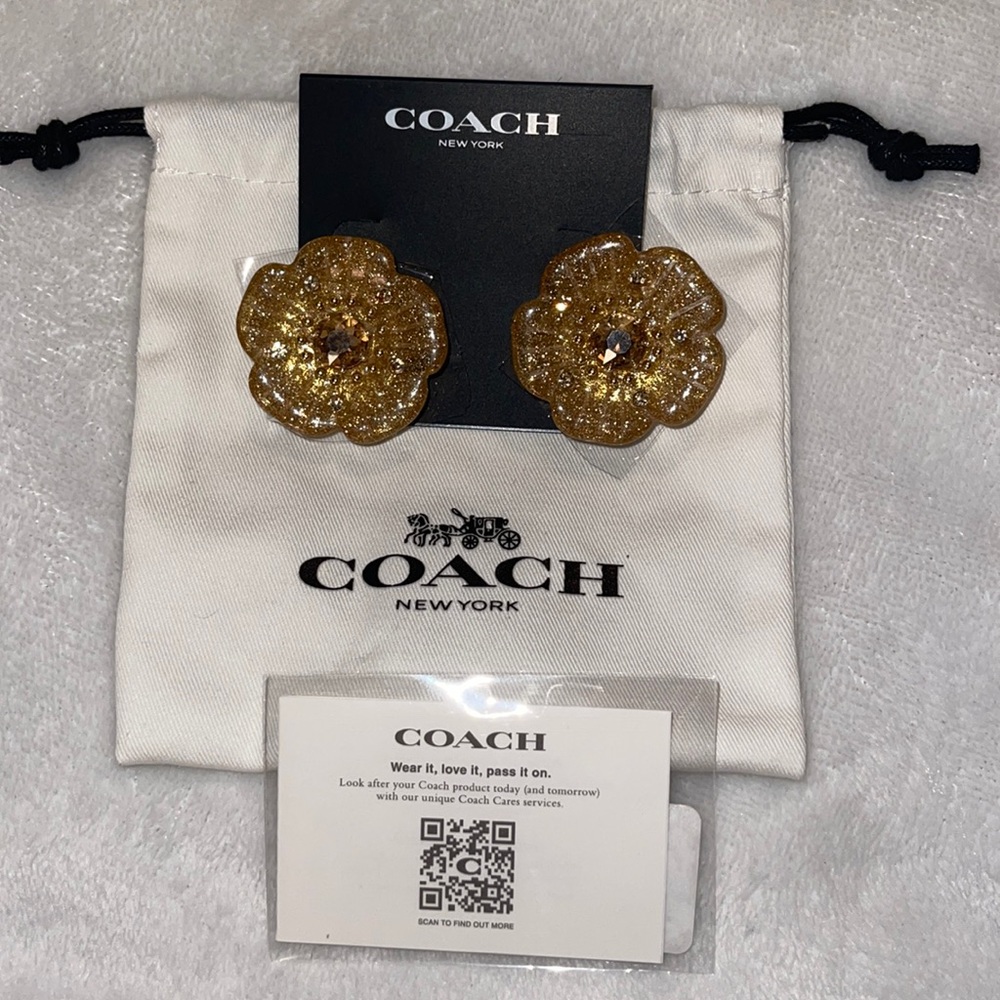 Coach Tea rose drop earrings